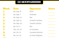Printable Appalachian State Mountaineers Football Schedule
