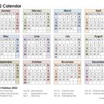 Printable Calendar 2022 One Page With Holidays Single