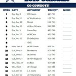 Printable Dallas Cowboys Schedule 2021 Project
