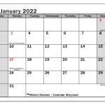 Printable January 2022 Maryland Calendar Michel Zbinden EN