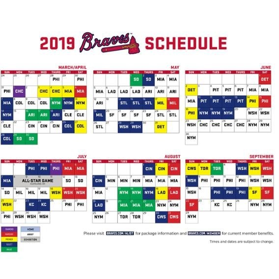 Printable Schedules Atlanta Braves Braves Atlanta 