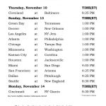 Pritnable NFL Week 10 Schedule Pick Em Sheets Templates