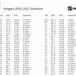 Rangers Printable Schedule NHL 1