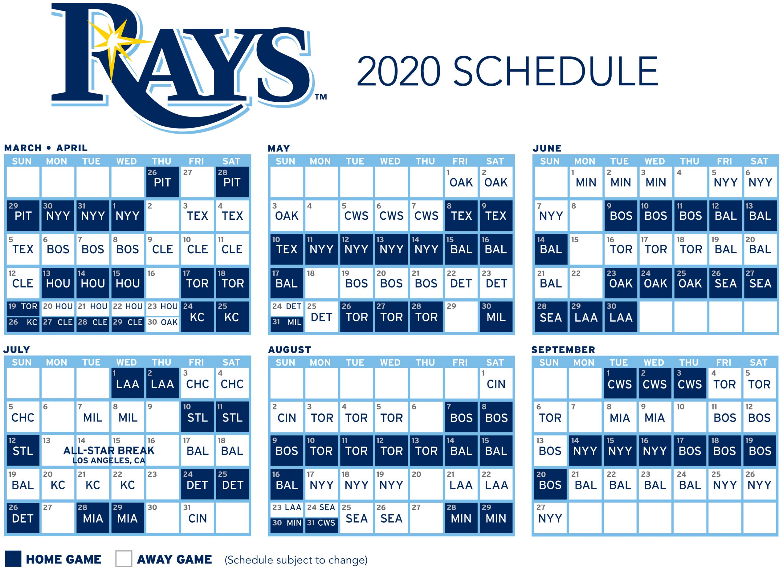 Rays Will Finish 2020 Season With High profile Games 