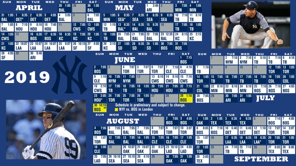 Ridiculous New York Yankees Schedule Printable Roy Blog