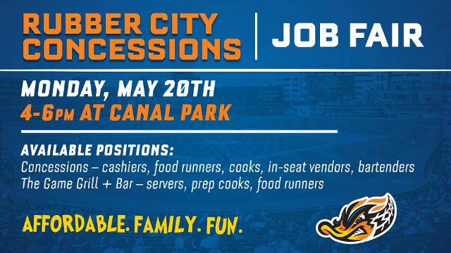 RubberDucks Holding Special Concessions Job Fair May 20