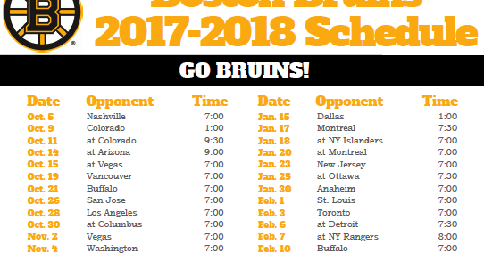 Schedule BruinsLife Boston Bruins Fan Site Blog 
