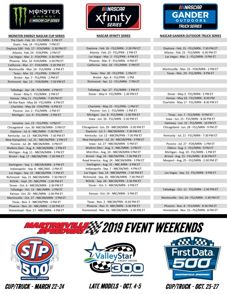 Nascar Printable Schedule 2023 - Printable World Holiday