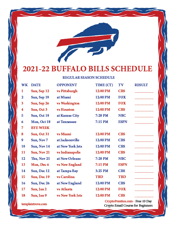 View 11 Buffalo Bills Schedule 2021 22 Printable