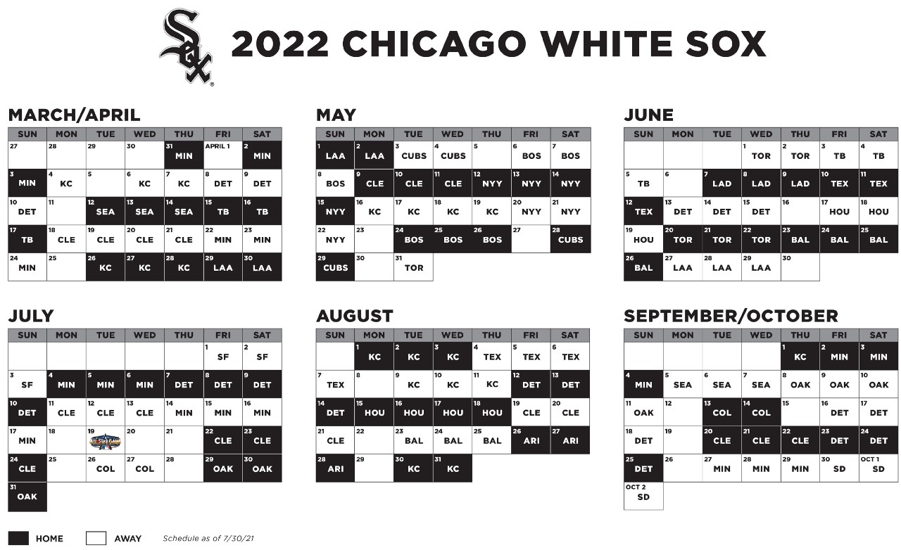 White Sox Announce 2022 Regular Season Schedule By 