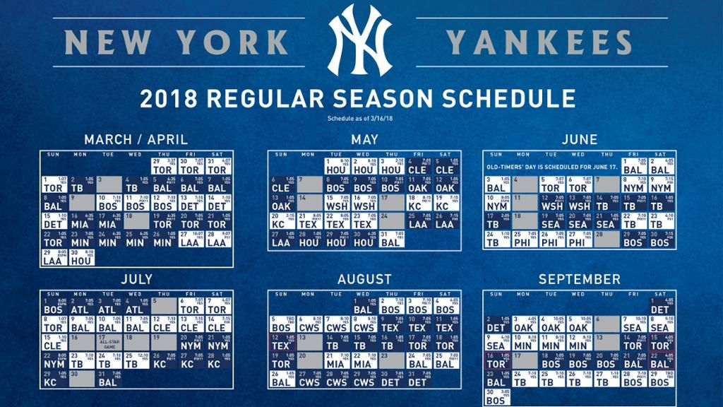 Ny Yankees Schedule Printable