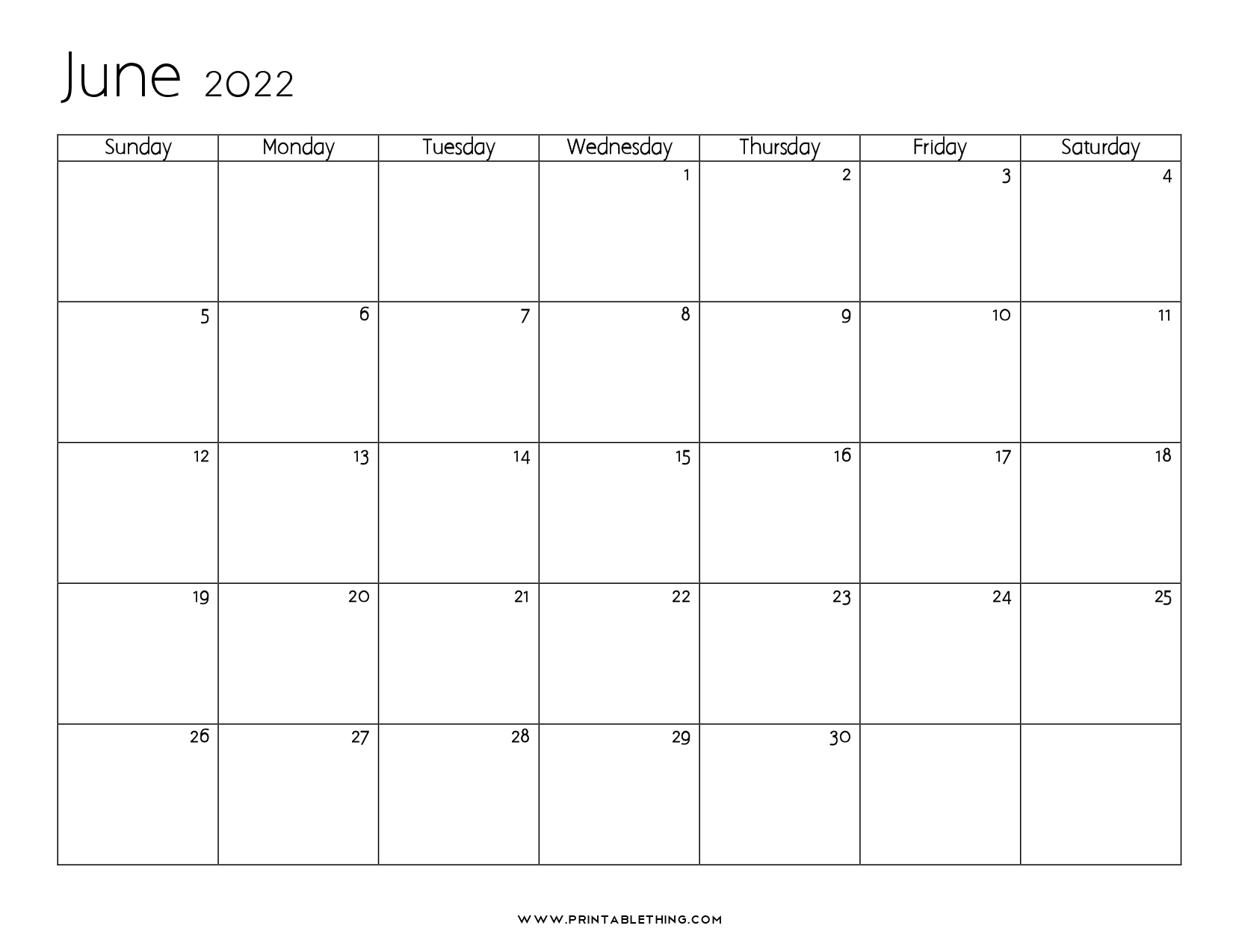 19 June 2022 Calendar Printable PDF US Holidays Blank 