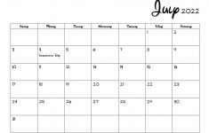 20 July 2022 Calendar Printable PDF US Holidays