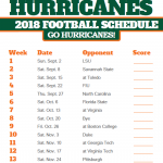 2018 Printable Miami Hurricanes Football Schedule Sale