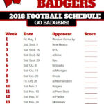 2018 Printable Wisconsin Badgers Football Schedule