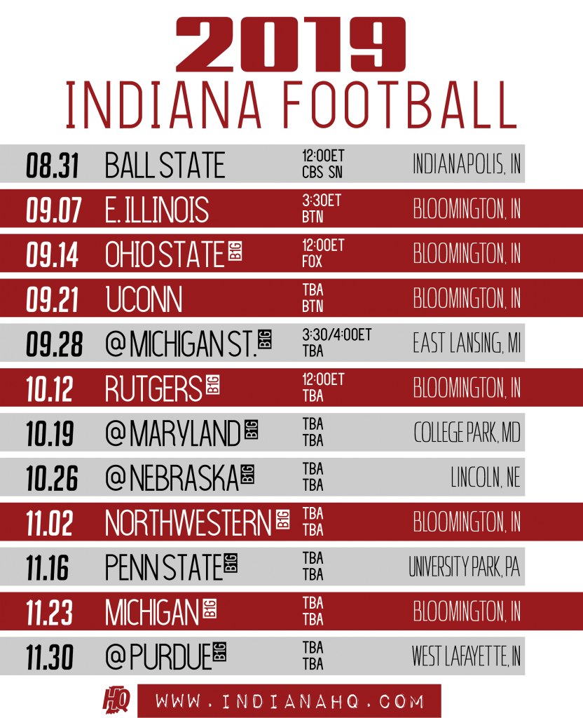 2019 Indiana Football Schedule Printable IndianaHQ