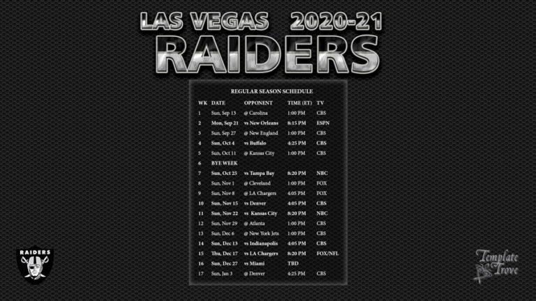 2020 2021 Las Vegas Raiders Wallpaper Schedule