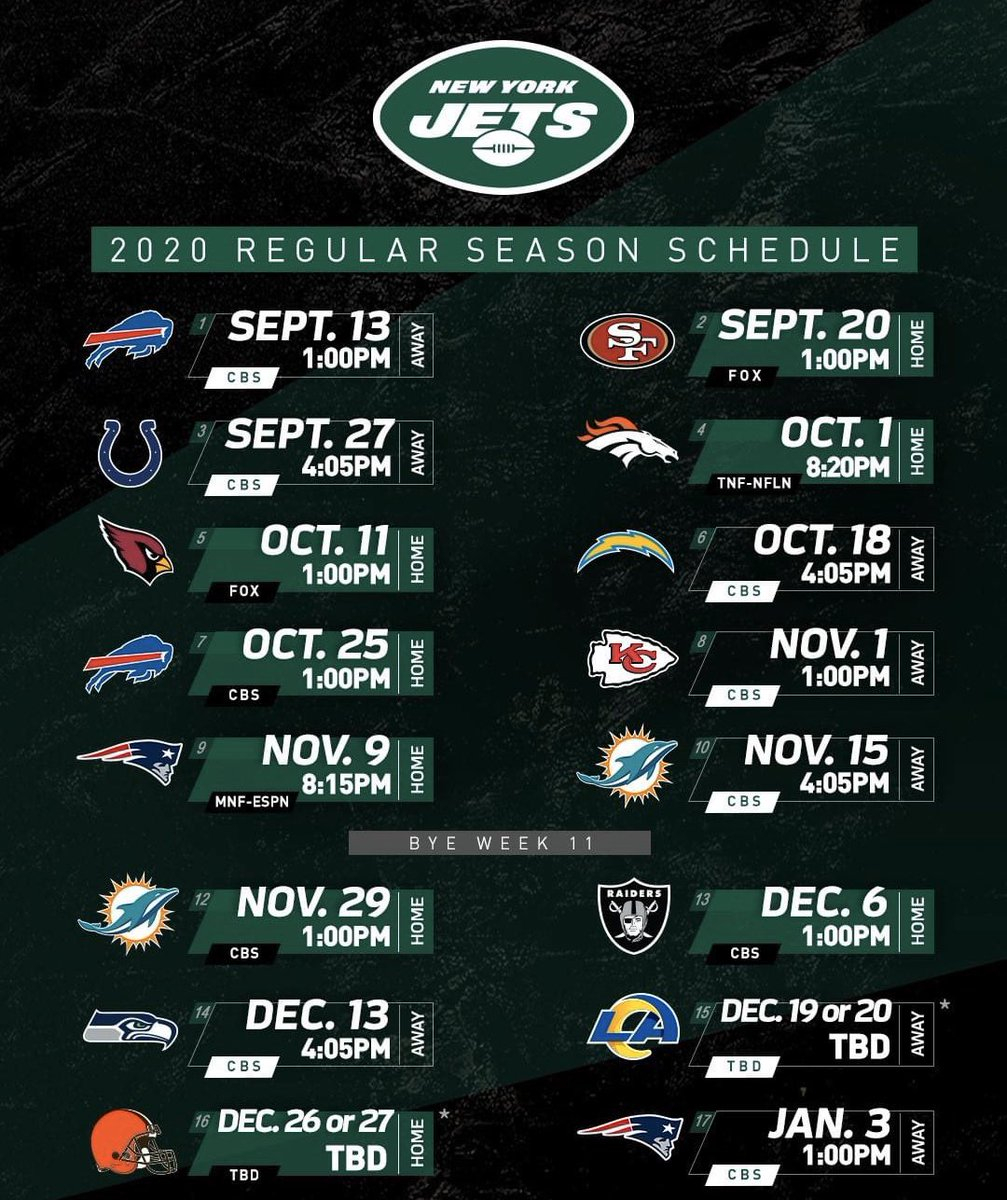 2020 NY Jets Season Schedule Sports Before It s News