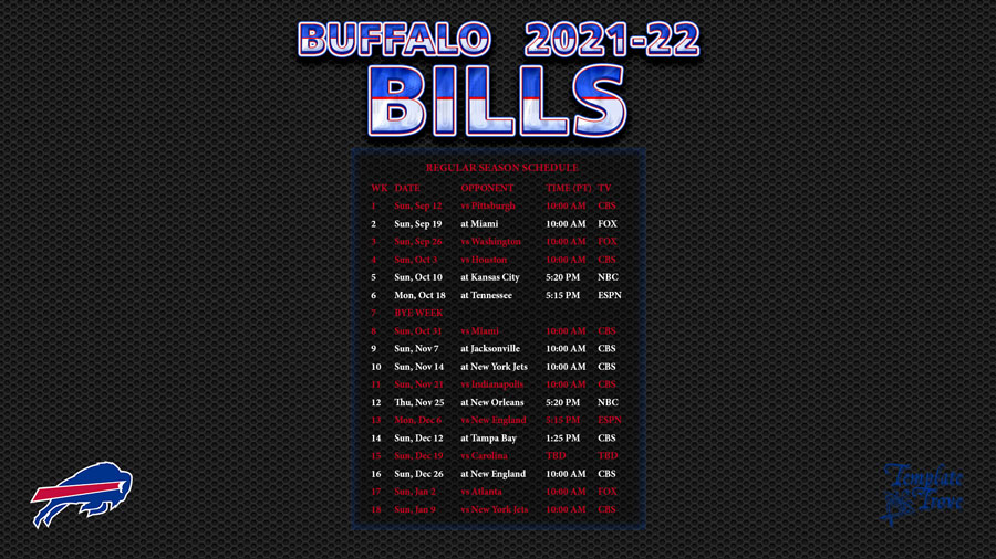 2021 2022 Buffalo Bills Wallpaper Schedule