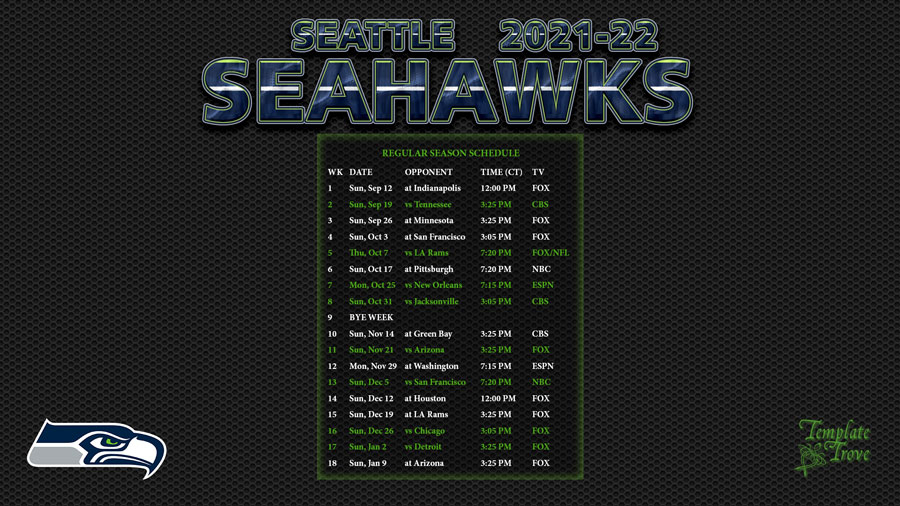 2021 2022 Seattle Seahawks Wallpaper Schedule