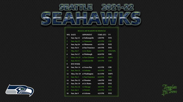 2021 2022 Seattle Seahawks Wallpaper Schedule Printable
