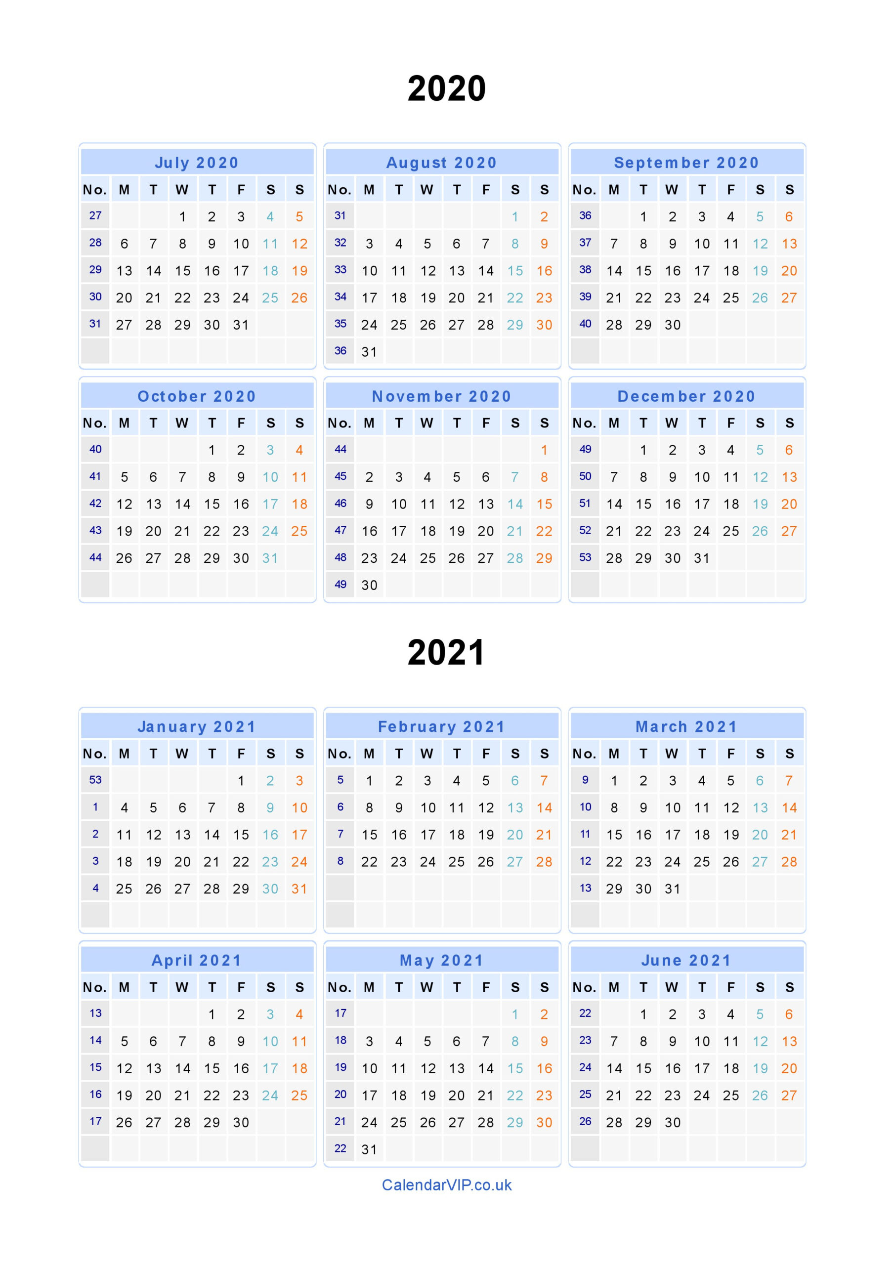 2021 Calendar That Shows Only Monday Through Friday 