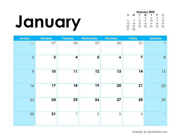 2022 Blank Calendar Colorful Design Free Printable Templates