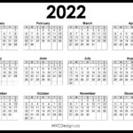 2022 Calendar Printable Free Horizontal Black HD