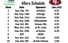 49ers Schedule Printable That Are Modest Derrick Website