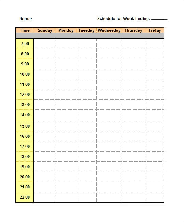 7 Sample Class Schedules Sample Templates