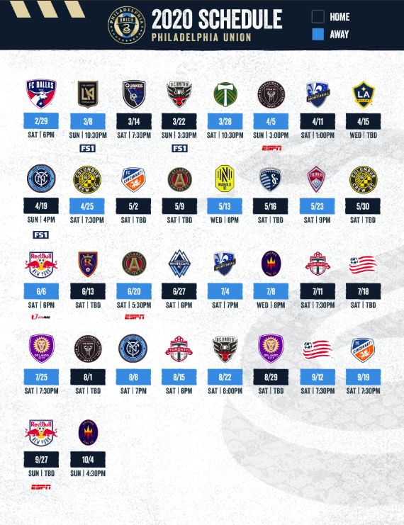 A First Look At The Philadelphia Union 2020 Schedule 