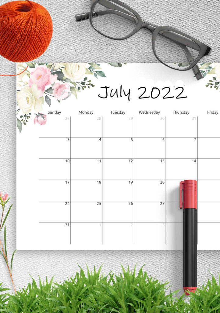 Blank Printable Calendar 2022 PDF