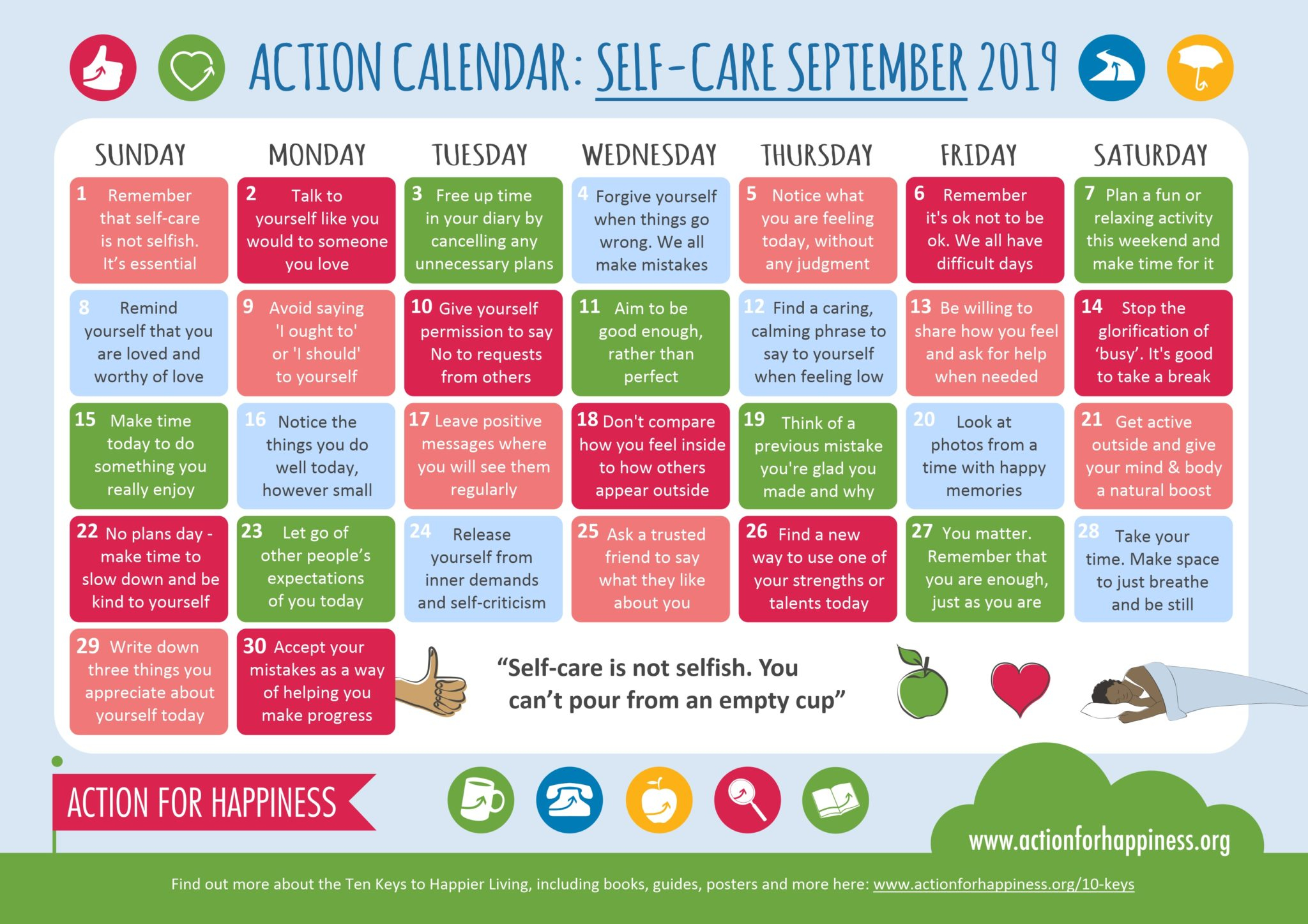 Calendar For Happiness September Dewing Elementary