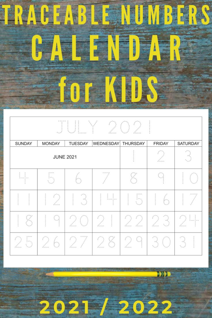 Calendar For Kids 2021 2022 School Year Kindergarten 