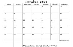 Calendarios Octubre 2021 Lunes Domingo Michel Zbinden ES