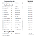 Central Time Week 11 NFL Schedule 2020 Printable