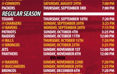 Chiefs Printable Schedule Kansas City Chiefs Schedule