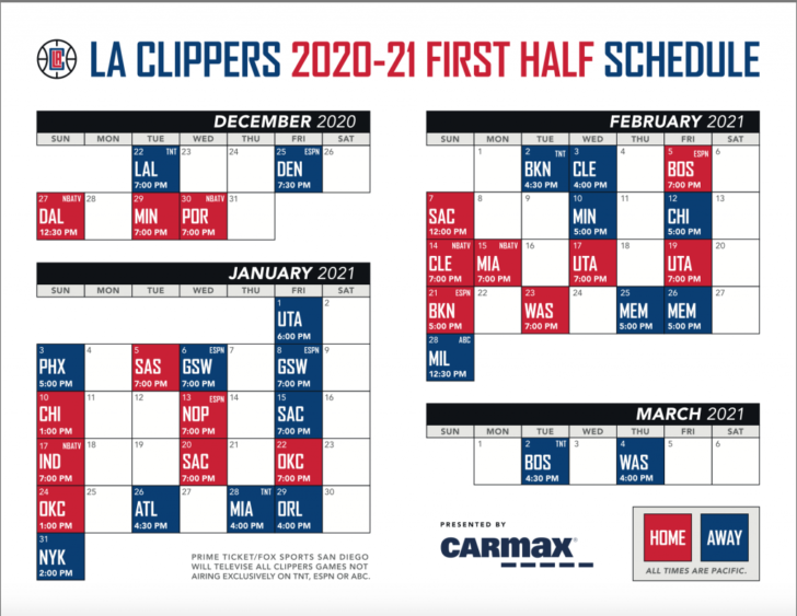 Clippers 2021 Schedule Details 213hoops Printable Schedule