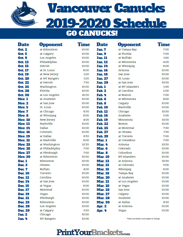Columbus Blue Jackets Schedule Printable Columbus Blue