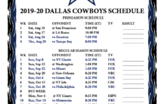 Dallas Cowboys Printable Schedule 2020 2020 Printable