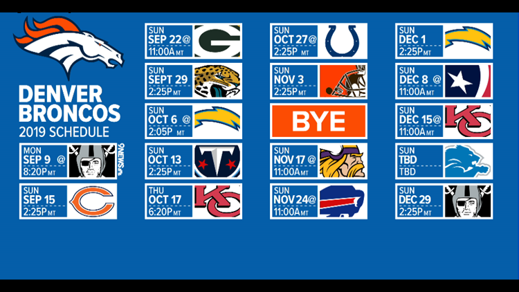 Denver Broncos Release 2019 Schedule 9news