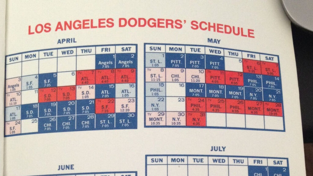Dodgers TV Schedule Now And Then True Blue LA