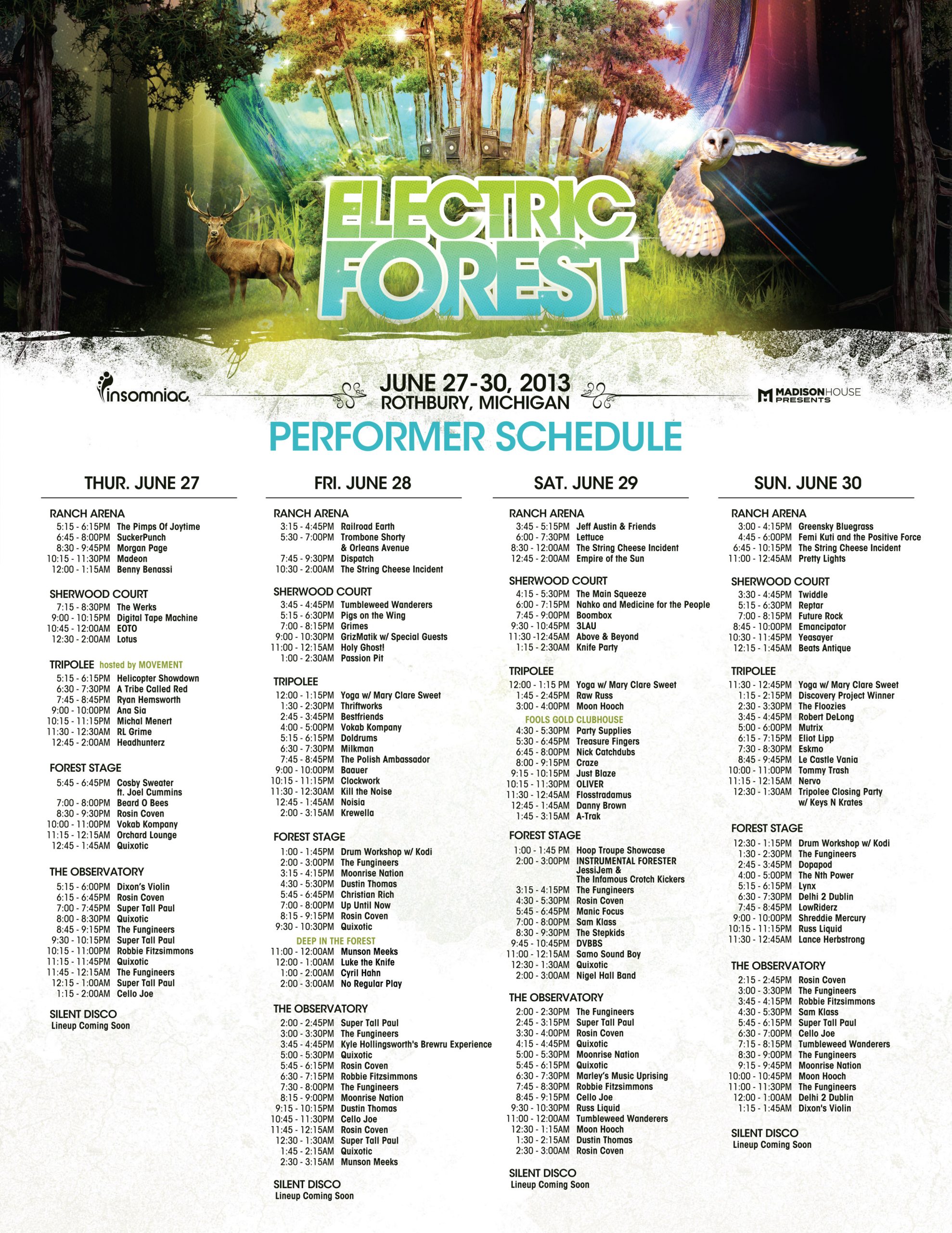 Electric Forest Releases Performer Schedule And Additional 