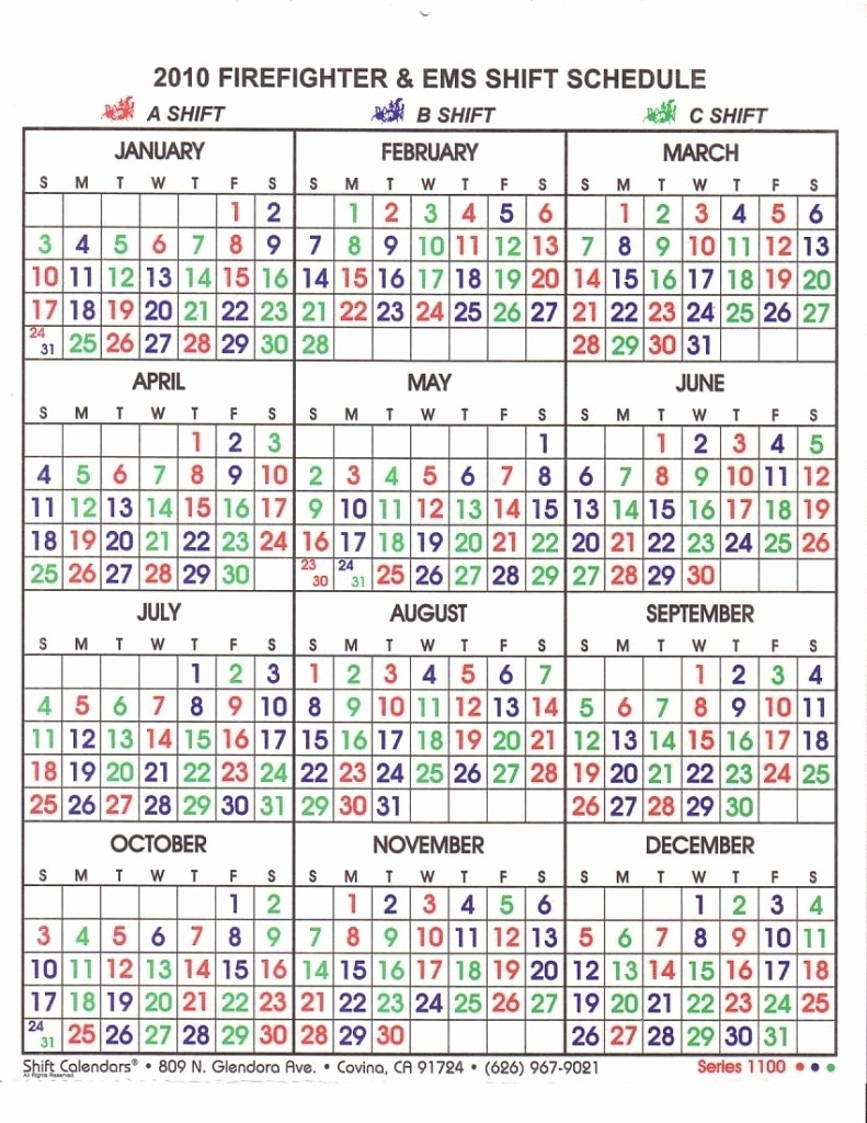 Firefighter Shift Calendar Template Calendar Template 