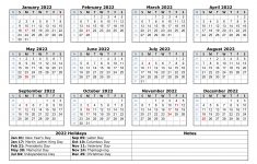 Free Download Printable Calendar 2022 With US Federal