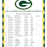 Green Bay Packers Schedule 2022 Printable Central Time