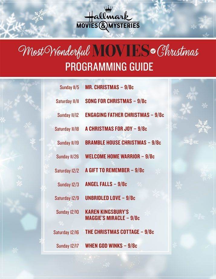 Hallmark Channel Christmas Movies 2020 Printable Schedule 