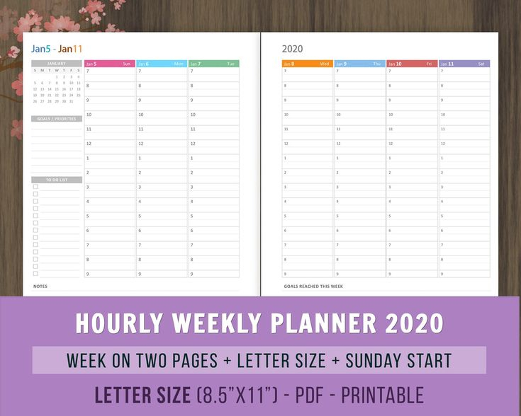 Hourly Weekly Planner 2022 Inserts Printable Weekly