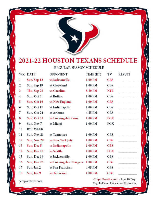 Houston Texans Schedule 2021 2022 Giants Schedule New 