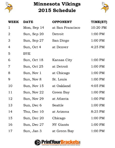 Image From Http Www Printyourbrackets Nfl Schedules